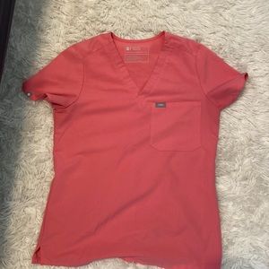 figs neon pink scrub top